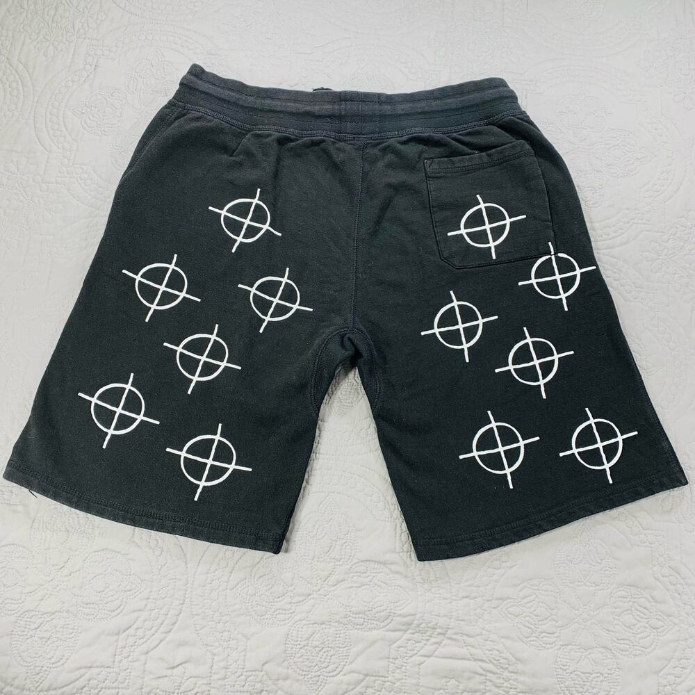SuperrRadical Shorts Aim Here Mens 2XL‎ Black Streetwear Sweat AOP